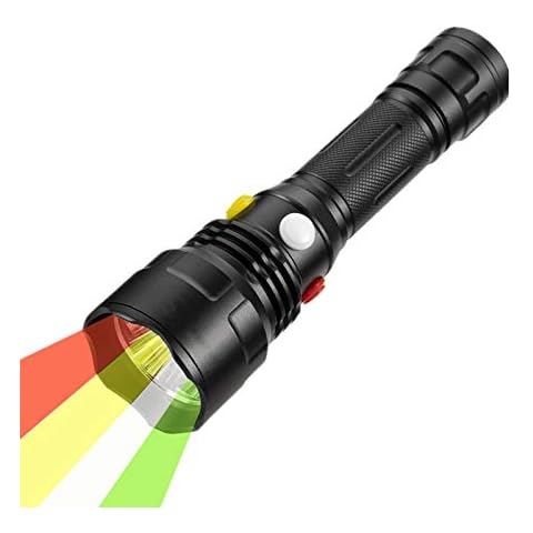 WindFire LED Tactical Torch, Multiple Color Hunting with Red Green Yellow White Light, Independent Switch Magnet Flashlight Road Signal Torches Waterproof for Outdoor Camping Astronomy Emergency Cover
