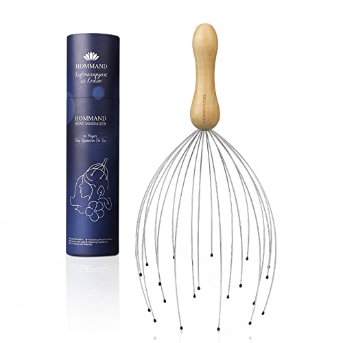 Masajeador de Cabeza, HOMMAND Masajeador Cuero Cabelludo para Masaje Cabeza, Masajeador Cabeza Araña de 20 Dedos, Rascador de Cabeza para una Relajación Profunda, Alivio y Salud Cover