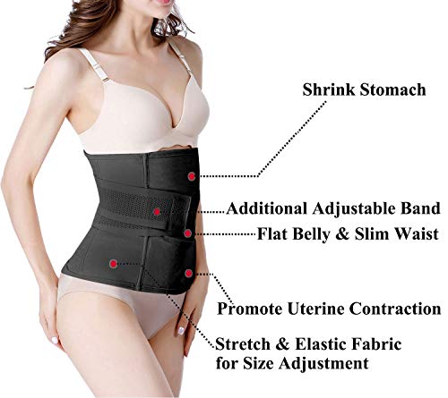 Gepoetry Postpartum Girdle C-Section Recovery Belt Back Support Belly Wrap Belly Band Shapewear, Black, XL
