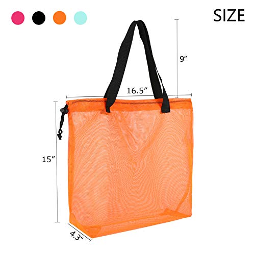 Image of 4Pieces Cute Mesh Pool Tote Bags,Mesh Beach Bags With Drawsting For Swim,Travel,Party, Color, 16.5Wx15Lx4.3H