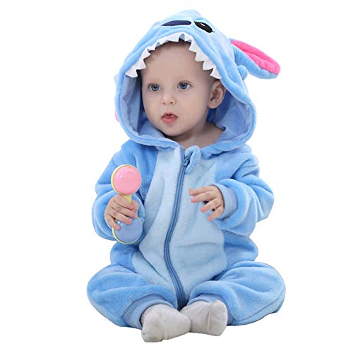ZumZup Unisexe BB Grenouillres Combinaison Barboteuses Mignon Costume de Enfants Stitch Pyjama Forme Animal Dguisement Manteau Capuche 0-6 Mois 21-H