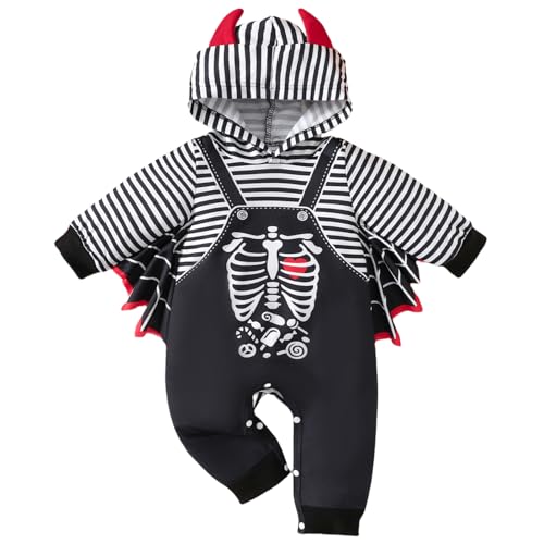 Image of AGQT Newborn Infant Baby Boy Girls Halloween Bat Costume 2PCS Romper Size 0-24 Months