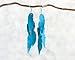 Turquoise blue suede leather Feather Earrings, Boho Lightweight Leather Statement Earrings, unique bohemian Handmade Gift for Her