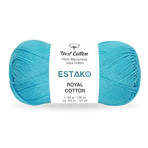 Estako Royal Cotton, 100% Mercerized Giza Cotton Yarn, Soft, Super