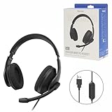 Hama USB Headset, Over Ear Kopfhörer mit Mikrofon (PC Headset mit Lautstärkeregler und...