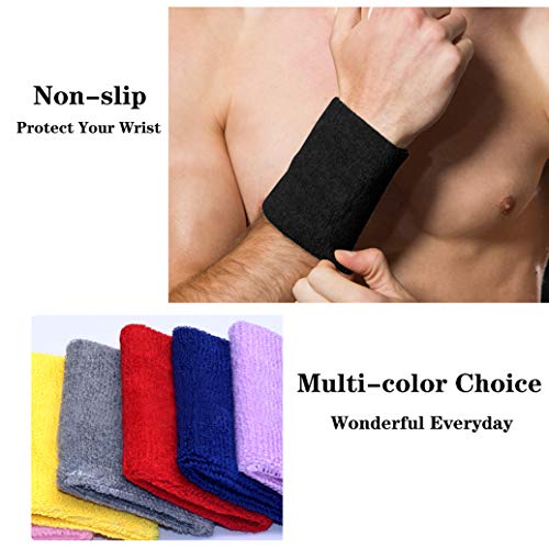 24 Pieces Sports Wristbands Wrist Sweatbands, Colorful Sweat Bands For Teams, Soft Cotton Stretchy Wrist Bands For Gym, Working Out, Tennis, Gymnastics, Basketball, Running #TOP1