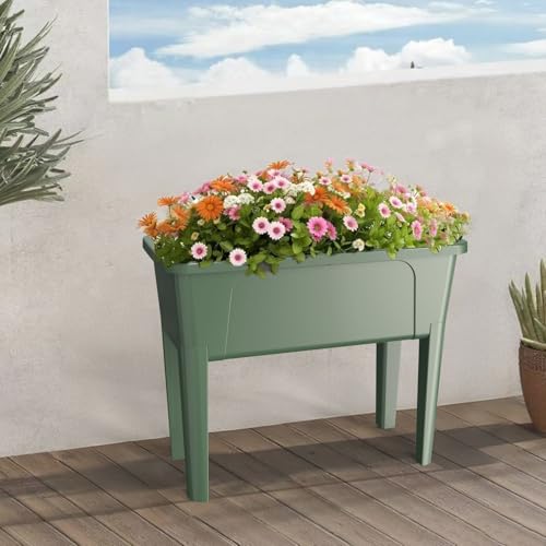 simpa XL Raised Bed Plastic 76cm Trough Planter Long Pot - 76.3cm (L) x 59.8cm (H) x 38.9cm (D) (Green) - Image 3