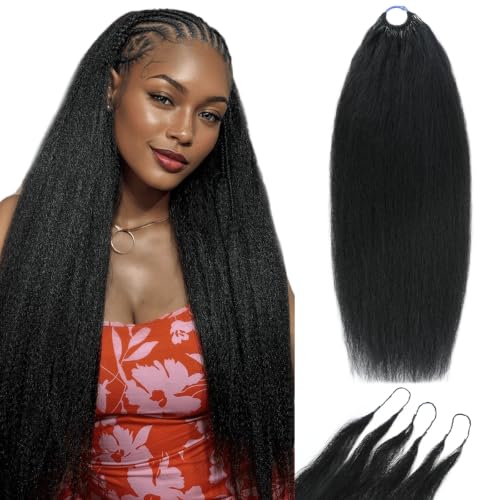 Human Crochet Hair for Women Kinky Straight Feather Crochet Human Hair Extensions 18 inch 60g 50strands Lightweight Pre-Separated Reusable Invisible Miracle Knots Human Hair Bundles Natural Black