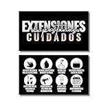 Tats4now Cute Modern Spanish Lash Extension After Care Cards/Pack of 55 business card size. Eyelash extensions supplies great for your lash extension kit (Black, White and tan/light pink)