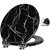 Angel Shield Marble Toilet Seat Durable Molded Wood with Quiet Close,Easy Clean，Quick-Release Hin...