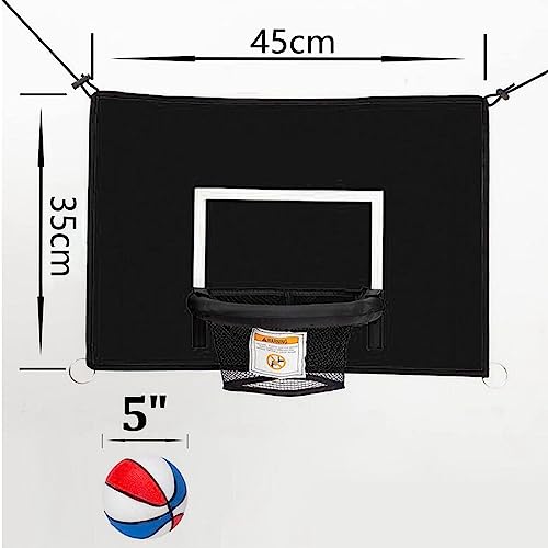Deevoka Basketball Hoop Attachment for Trampolines Universal Baseboard Sun Protection Basketball Frame Adjustable Connection Ropes for Garden Game, Black 45cmx35cm