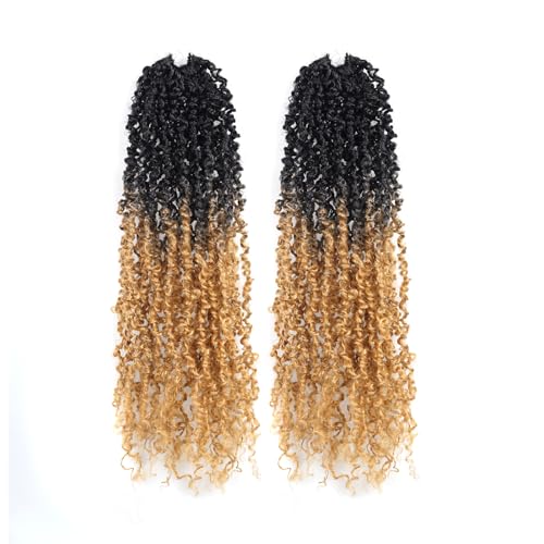 Toyotress Yanky Twist Crochet Hair - 12 Inch 2 Packs (30 Strands/Pcs) Fluffy Spring Mini Twist Short Bob Passion Twist, Ombre Blonde Pre-Looped Crochet Braids Braiding Hair (12 Inch, OT27-2P)