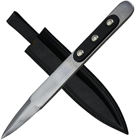AnyTime Blades 10 inchThrowing Knife Dagger with Real Black Leather Sheath
