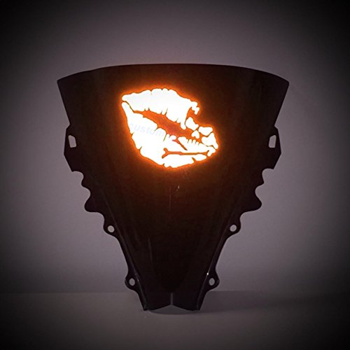 Customtaylor33 High Intensity Reflective Vinyl Death Kiss Skull Crossbones Lips Decal Bumper Sticker - Cars, Motorcycles, Helmets, Wind Screens, Laptops, Cellphones, (Orange, 6 Inch Wide) #TOP5