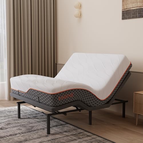 ESHINE Queen Adjustable Bed Frame with Mattress 12 Inch(Medium), Memory