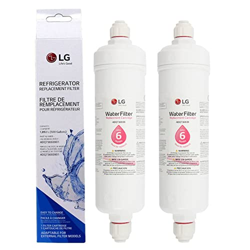 LG ADQ73693901 Cartucho de filtro de agua de repuesto para refrigerador con ajuste a presión (paquete de 2)