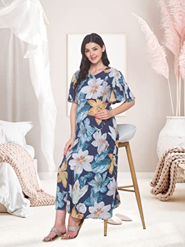 Image of AV2 Womens Viscose Maternity | Nursing |Feeding | Breast Feeding Dress with Zippers for Post Pregnancy