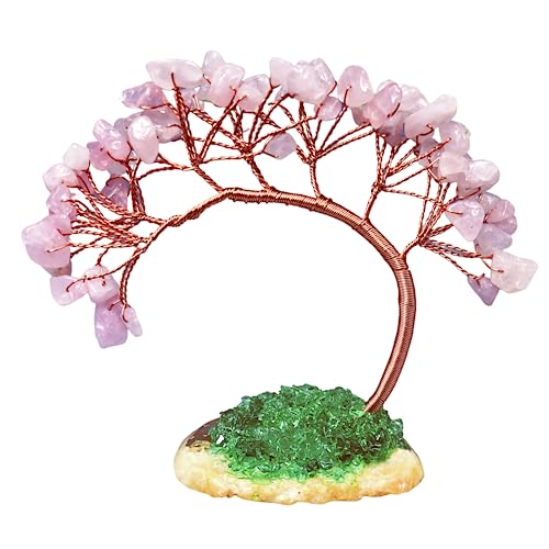 Rose Quartz Tree Life Tree Feng Shui Crystal Money Tree Rose Quartz Decor for Healing and Luck -Office Desk Decor - Pink Tree -Crystal Gifts