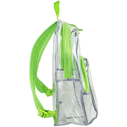 Eastsport Clear Backpack, Fully Transparent With Adjustable Colorful Padded Straps (Clear/Lime Green) #TOP2