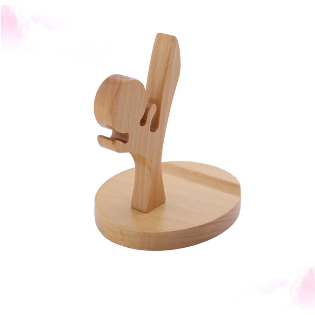3 Piezas Soporte de Madera Natural para Móvil con Diseño Kung Fu Antideslizante para Escritorio y Mesa