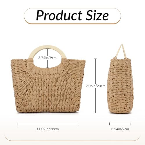 Bolso de paja para mujer tipo tote verano playa miniatura 3