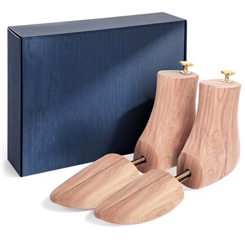 Topfurn 1 Pack Cedar Boot Tree for Men/Women, Storage Bag and Shoe Toe Crease Protector Included,Cedar Space Wooden Boot Stretcher Tree,L=Man 9-10.5/Woman 10.5-12