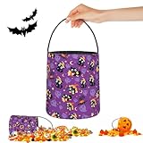 suloli borsa per dolcetto o scherzetto di halloween con teschio, riutilizzabile per bambini, forniture per feste (viola)