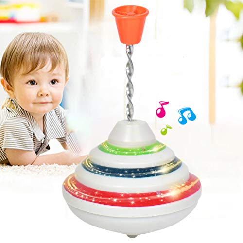 SANTITY Light Up Spinning Top, Gyroscope Spinning Top Game LED Spinning Activity Toys, Push Down Spin Gyro with Music, Novelty Peg-top Hand Spinning Gyro Toy Gift for Kids Party Favors