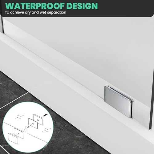 Image of 32 inchx78 inch Fixed Glass Shower Panel, 5 /16 inch Bathroom Shower Doors Chrome Silver