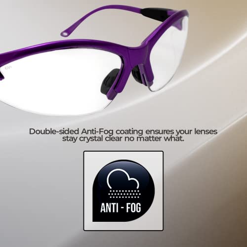 Global Vision Cougar Safety Glasses Nurses Dental Assistant Glasses Shooting Glasses For Women Men Clear Lens (Purple) #TOP3
