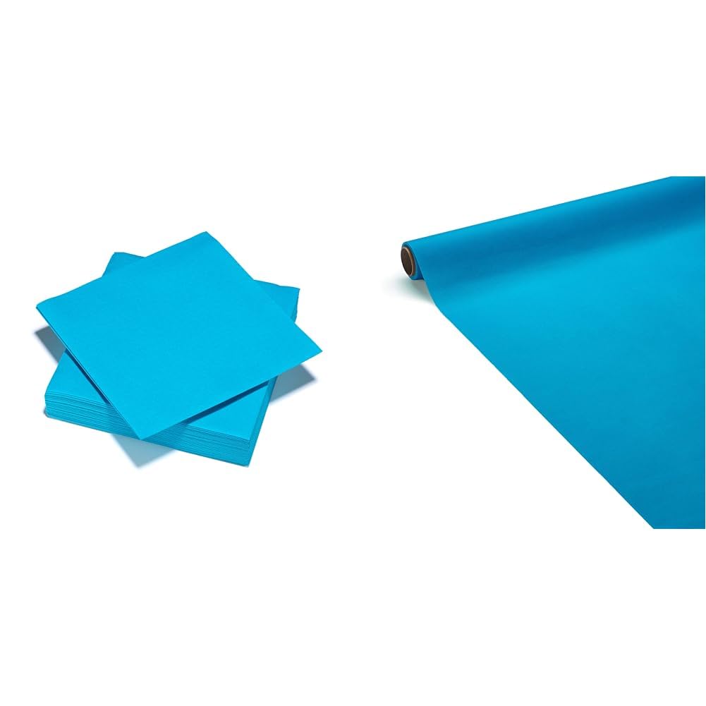 Nappe bleu turquoise airlaid et serviettes pour fete et anniversaire