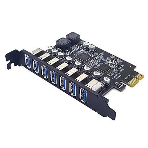 Carte d'extension USB 3.2 GEN1 PCIe avec 7 ports USB 3.0 adaptateur hub riser pour PC