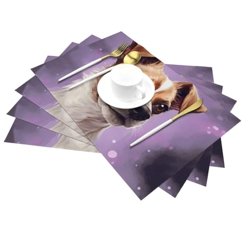 Set de table résistant à la chaleur lot de 6 violet lavable et net - 4