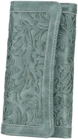 MEITRUE Women's Wallet Leather RFID Blocking Trifold Ladies Purse Embossed long Clutch Card Holder Phone Checkbook Organizer 2214