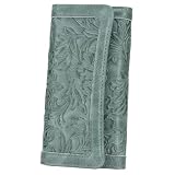 MEITRUE Women's Wallet Leather RFID Blocking Trifold Ladies Purse Embossed long Clutch Card Holder P