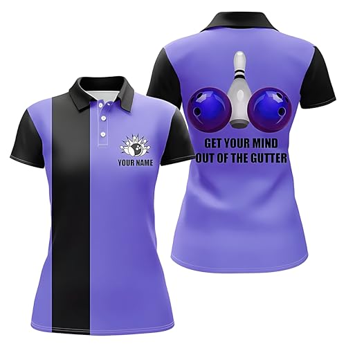 Personalized Bowling Team Jerseys for Women - Get Your Mind Out of The Gutter - Pink Polo Shirt Q55203