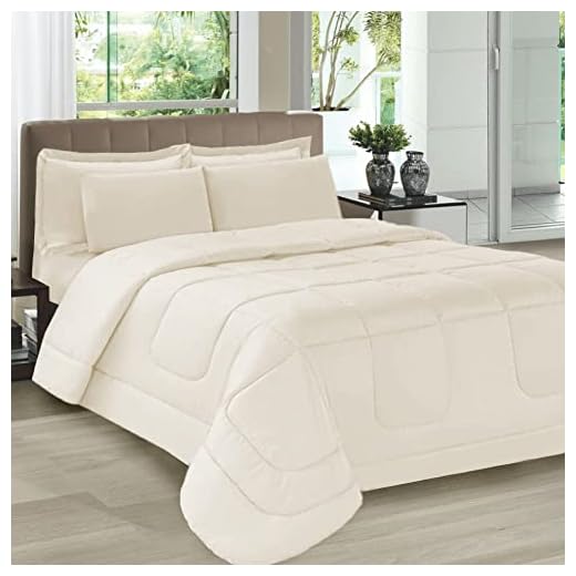 Jogo de Cama Casal 5 Peças com Edredom e Porta Travesseiros Casa Dona (Bege)