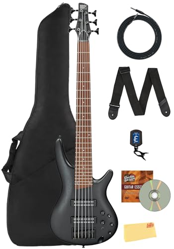 Ibanez SR306EB SR スタンダード 6弦ベースギター - ギグバッグ、チューナー、ストラップ、楽器ケーブル、Austin Bazaarの解説DVD、ポリッシュクロス付きウェザードブラックバンドル