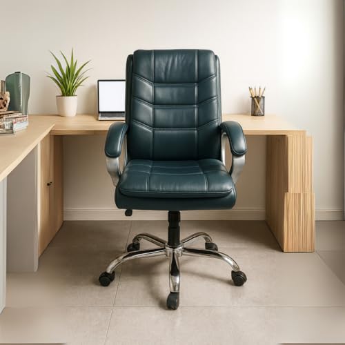 Image of activa Executive Revolving Office Chair| Ergonomic Computer Desk Chair with Cushioned Seat| Heavy Duty Steel Base, Adjustable Height & 360 Swivel Wheel| Leatherette Office Visitor Chair(Star, Grey)
