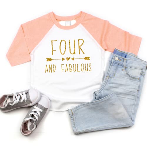 Bump and Beyond Designs Girl Fourth Birthday Shirt Four and Fabulous Shirt2