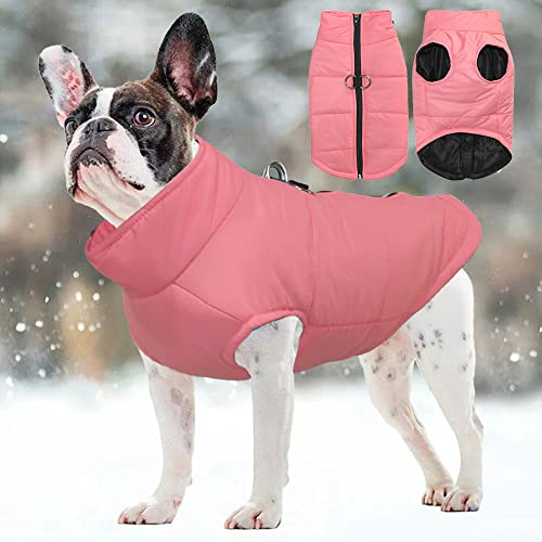 FEimaX Hundejacke Hundemantel wasserdichte Hunde Winter Warm Mantel für Kleine Mittlere Große Hunde Regenmantel Welpen Gepolstert Puffer Weste Haustier Kleidung Rosa Kirschblüte