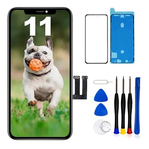 #rémunéré #Amazon<br>Cadre de Rechange pour iPhone 11 avec écran LCD et numériseur d'écran Tactile 3D avec kit d'outils de réparation avec adhésif étanche en Verre trempé (pour iPhone 11)