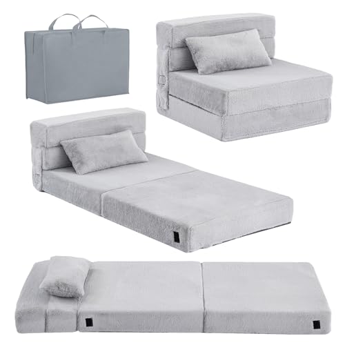Tiita Kids Floor Mattress & Sofa with Storage, Plush Grey