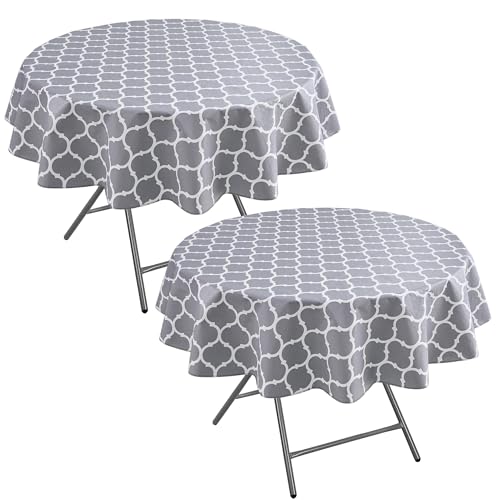 Nasitos Vinyl Tablecloth with Flannel Backing 2 Pcs 60R in Moroccan Grey