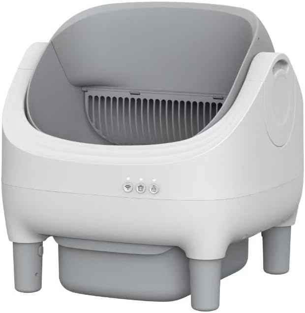 TAIFA Self Cleaning Litter Box with APP Control, Open-Top Automatic Litter Box for Multiple Cats with Safety Sensors, Odor-Free Waste Disposal Includes Trash Bags, Large Waste Bin, Brush, Mat