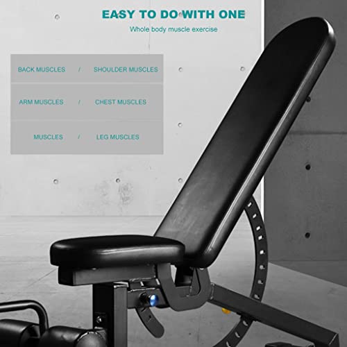 Druk bank Professionele 7- speed verstelbare multifunctionele halterbank Fitness stoel sit- ups bankdrukken bank schuine vlakke bank Dragend 881 pond (Color : Black, Size : 160x60x135 cm) - Image 4