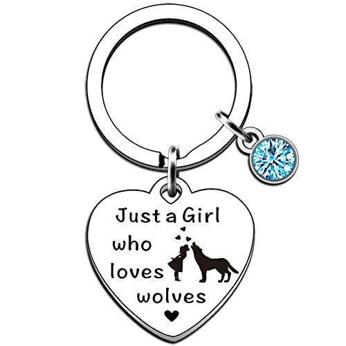 JMIMO Portachiavi con lupo per ragazze, regalo per amanti solo una ragazza che ama i lupi, Argento, Taglia unica, Moderno