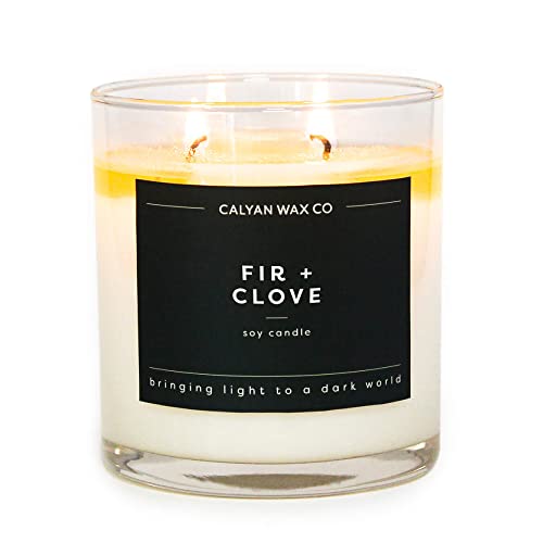 Fir & Clove Scented Holiday Candle, Soy Wax Candles For The Home Scented With Phthalate Free Oils, 3.5 X 3 Inch, 8.8 Oz, 37 Hour Burn Time Fall Candles & Home Decor In Glass Jar By Calyan Wax #TOP16