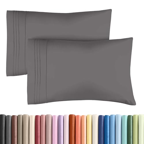 Queen Pillow Cases Set of 2 - Ultra Soft Hotel Quality Pillowcase Covers - Comfy Cozy & Wrinkle Free - Shrinkage Stain & Fade Resistant - Machine Washable Pillow Protectors - 2 Piece Set - Dark Grey