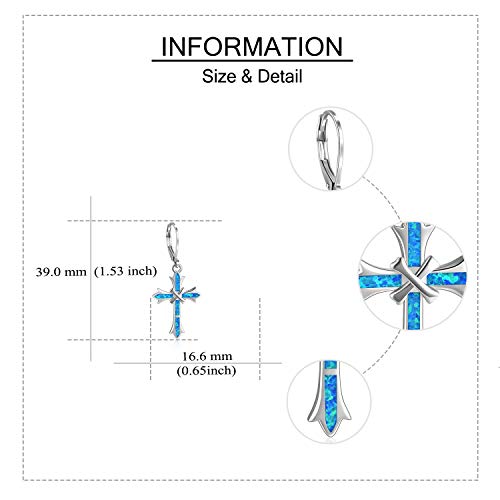 Onefinity Opal Cross Earrings Sterling Silver Cross Dangle Drop Earring Cross Leverback Earrings For Women Girls #TOP3